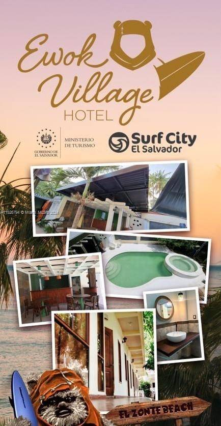 HOTEL RESTAURANTE EWOK VILLAGE SURF LODGE FOR SALE IN SURF CITY EL ZONTE BEACH, EL SALVADOR.