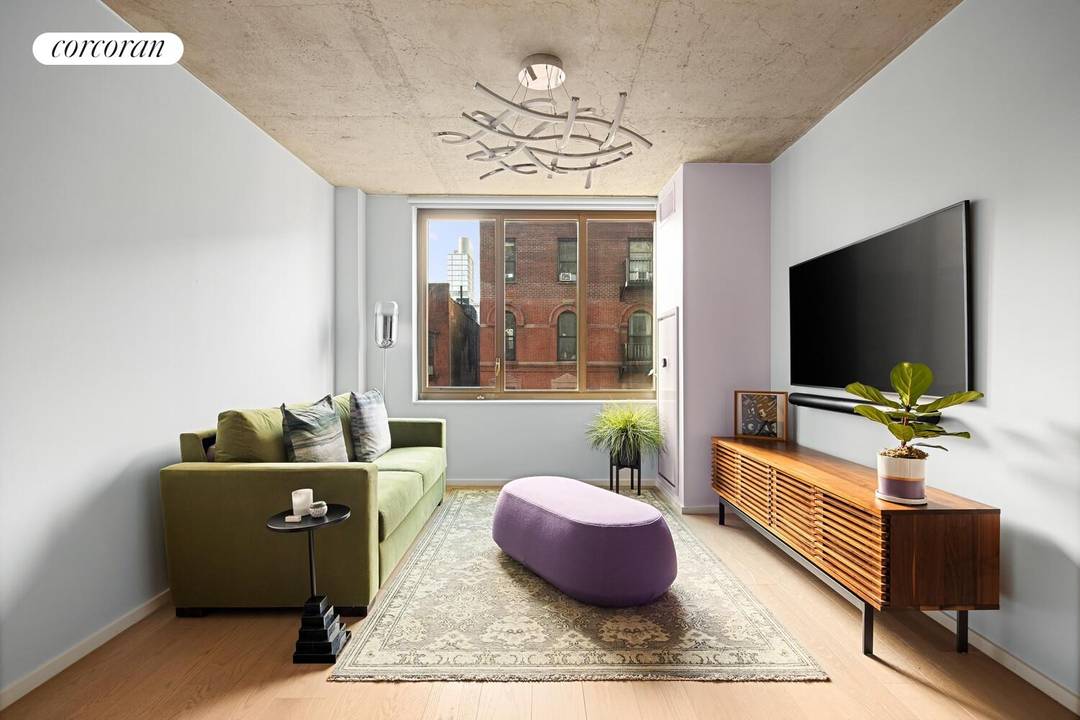 Residence 5K is a bright and beautifully proportioned one bedroom home spanning 753 square feet, designed to maximize light and comfort.