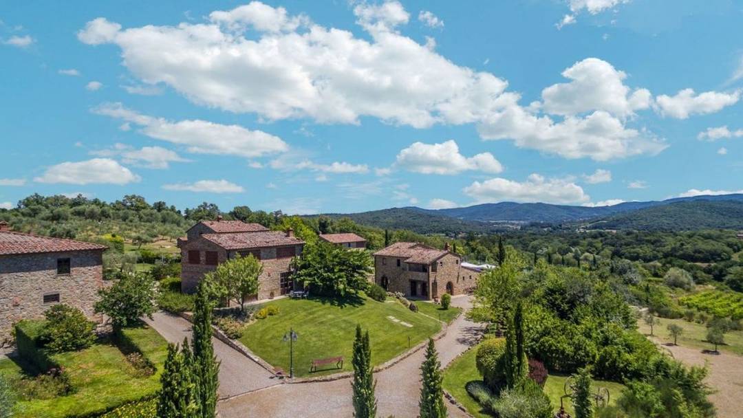 More than 20 stone restored farmhouses placed on 75 he of land with farm estate, vineyard olive grove; swimming pool, pitch, tennis count, golf course