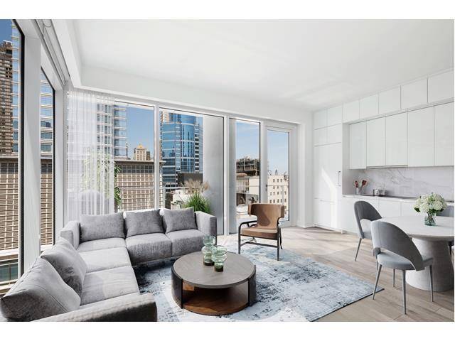 This outstanding 835 square foot one bedroom, one and a half bath light filled corner residence features 22 linear feet of terrace space with exposures to the south and west.