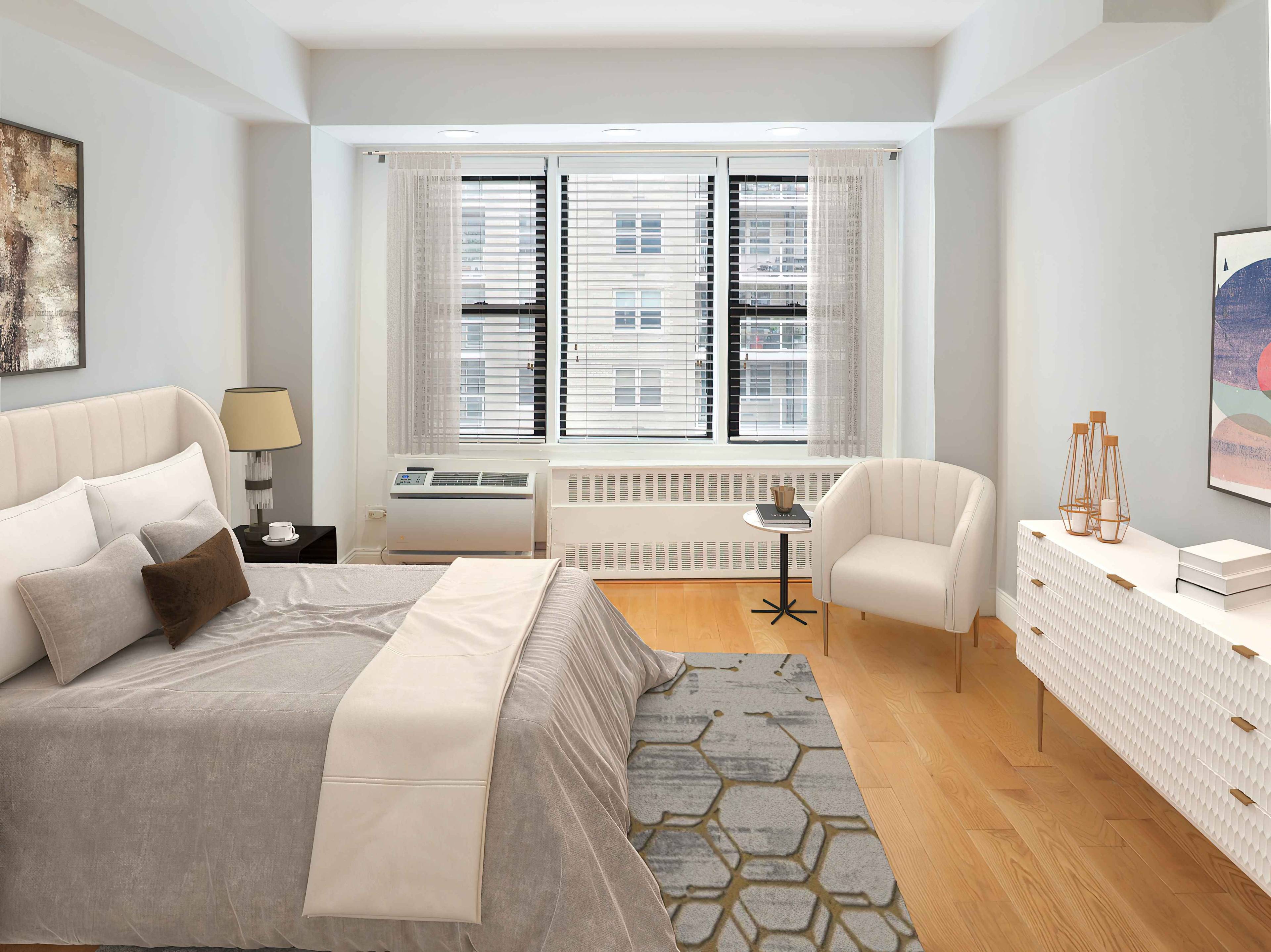 Bright Corner Home with Flexible Layout amp ; Stunning Rooftop Step into this bright, high floor corner one bedroom apartment and discover a spacious, quiet retreat with a modern touch.