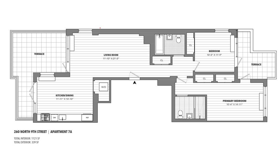 Ultra Rare PENTHOUSE with 2 massive terraces and indoor PRIVATE PARKING spot in the heart of prime Williamsburg !