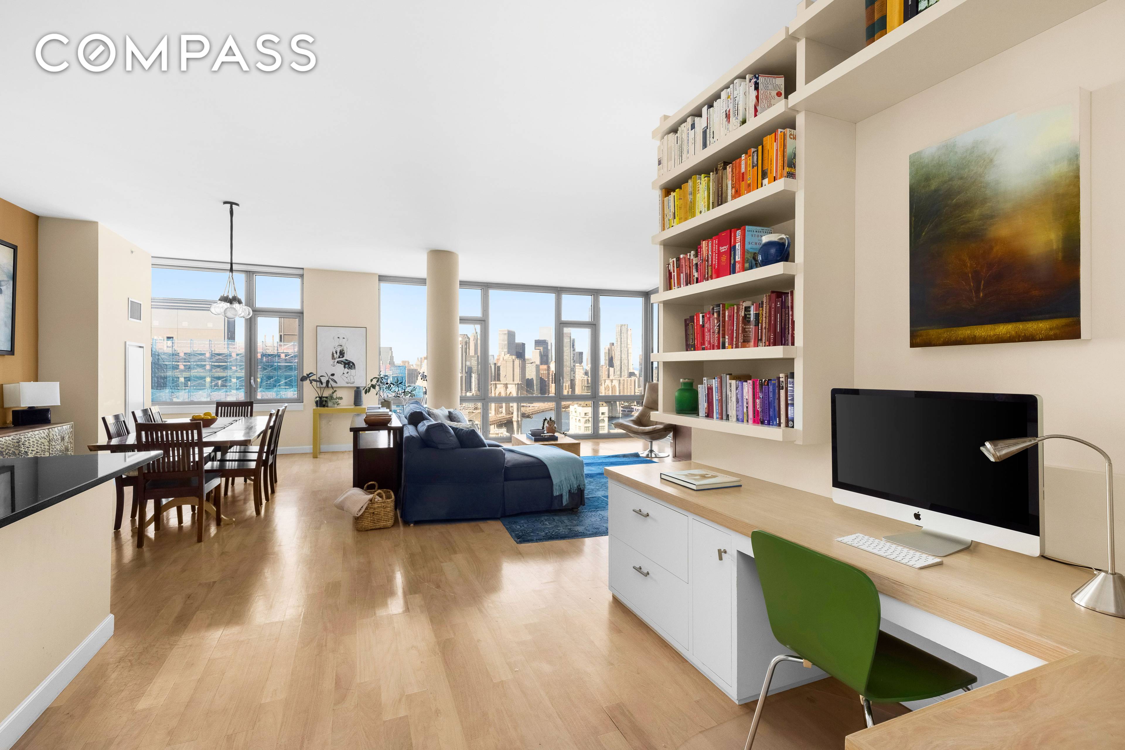 Dazzling northwestern views of the East River and lower Manhattan greet you upon entering this extremely bright and sunny 2 br, 2.