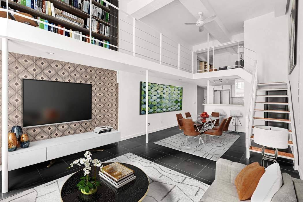 Apartment 3F offers soaring ceilings with a loft style layout and oversized windows overlooking iconic buildings in the heart of the Financial District.