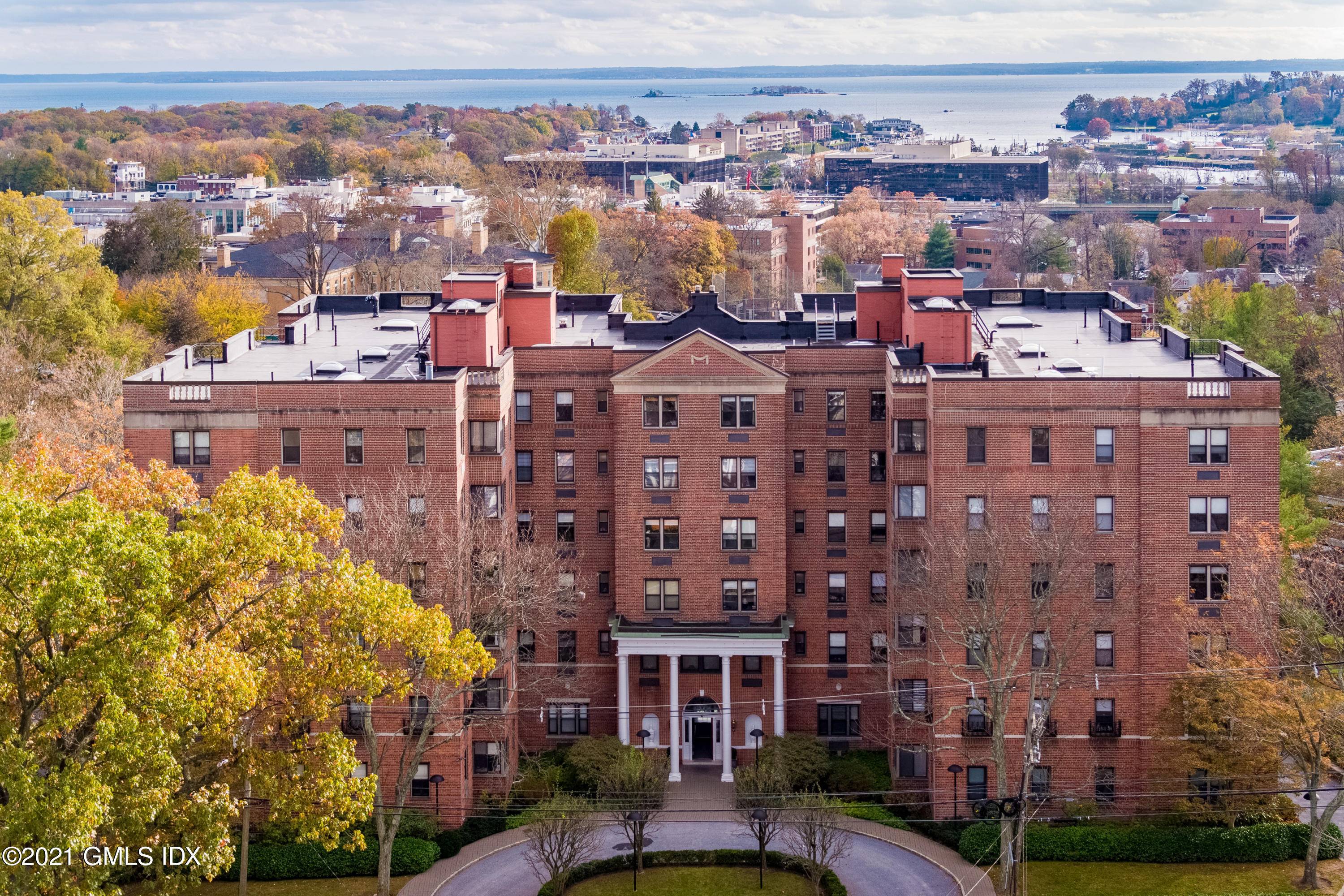 Enjoy downtown living and water views of Greenwich Harbor Long Island Sound from this top floor, 3 BR, 3 BA luxury penthouse.