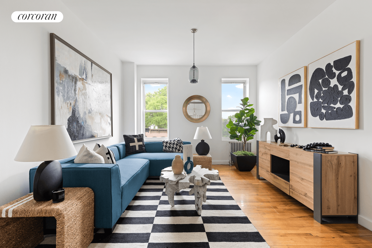 Bathed in golden southern light, this two bedroom, two bath co op marries classic Park Slope charm with bespoke contemporary design.