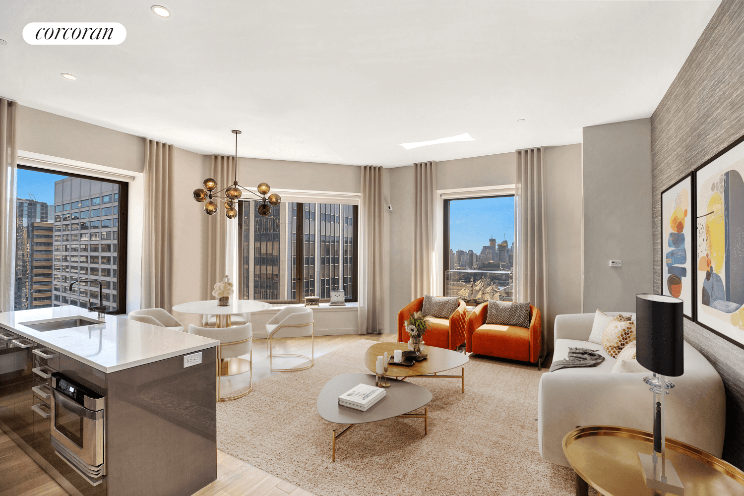 Welcome home to this sprawling 1, 411 SF corner, 2 Bedroom 2 Bathroom apartment featuring oversized windows with northeast exposures, offering exceptional natural light and showcasing breathtaking views of the ...
