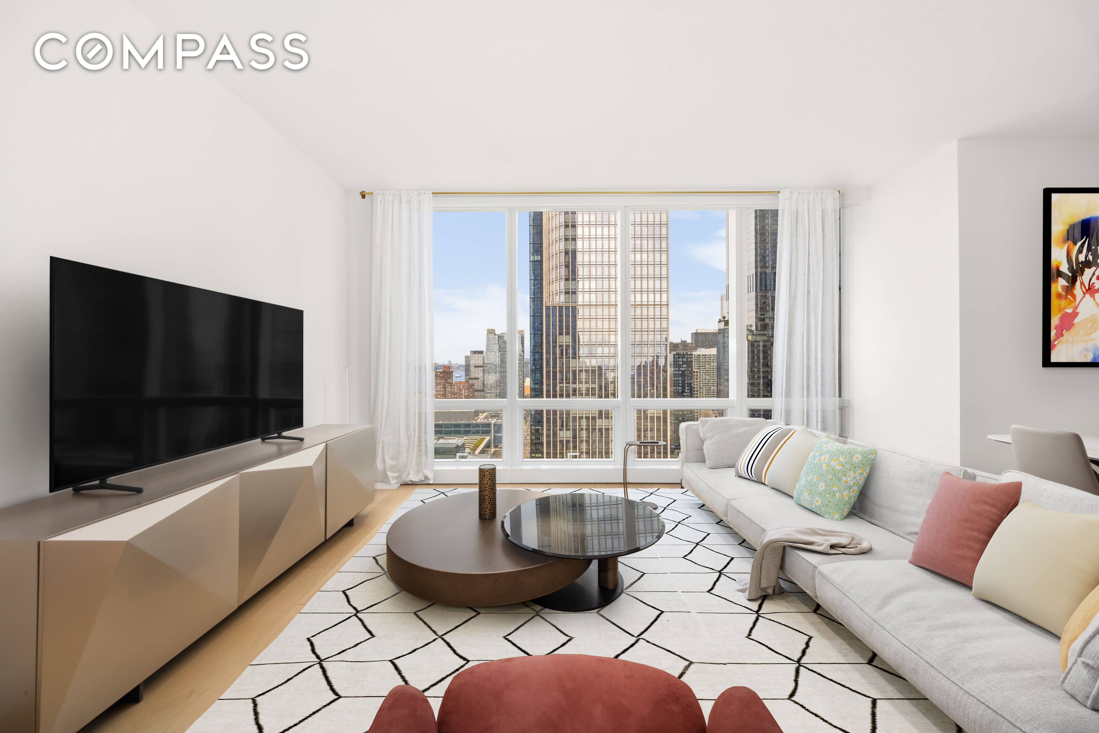 Corner Unit with Sweeping Sunset Hudson River views.