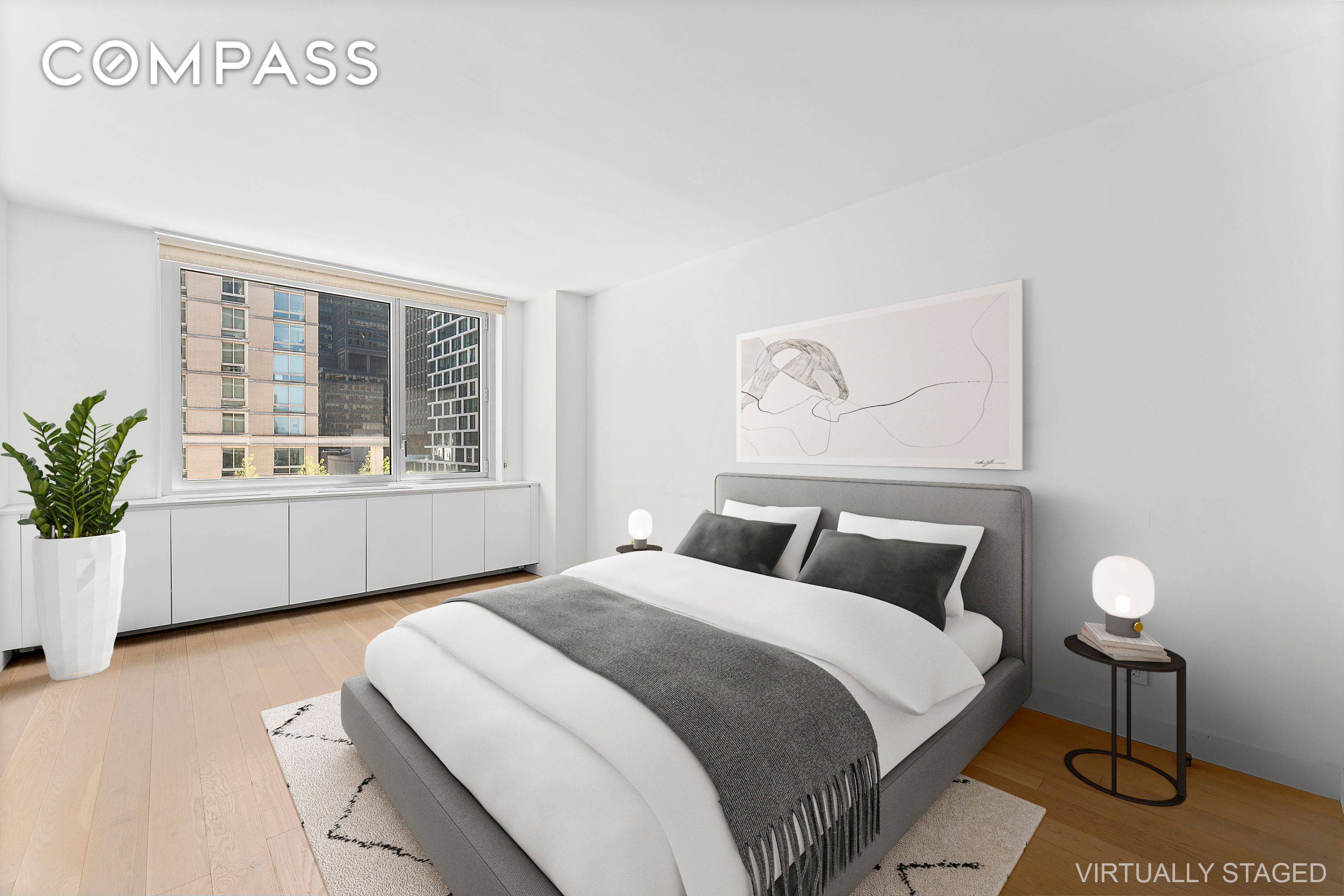 Modern One Bedroom Just Minutes from Columbus Circle and Central Park Bright and east facing, this one bedroom apartment is filled with natural light and features 5 inch oak flooring ...