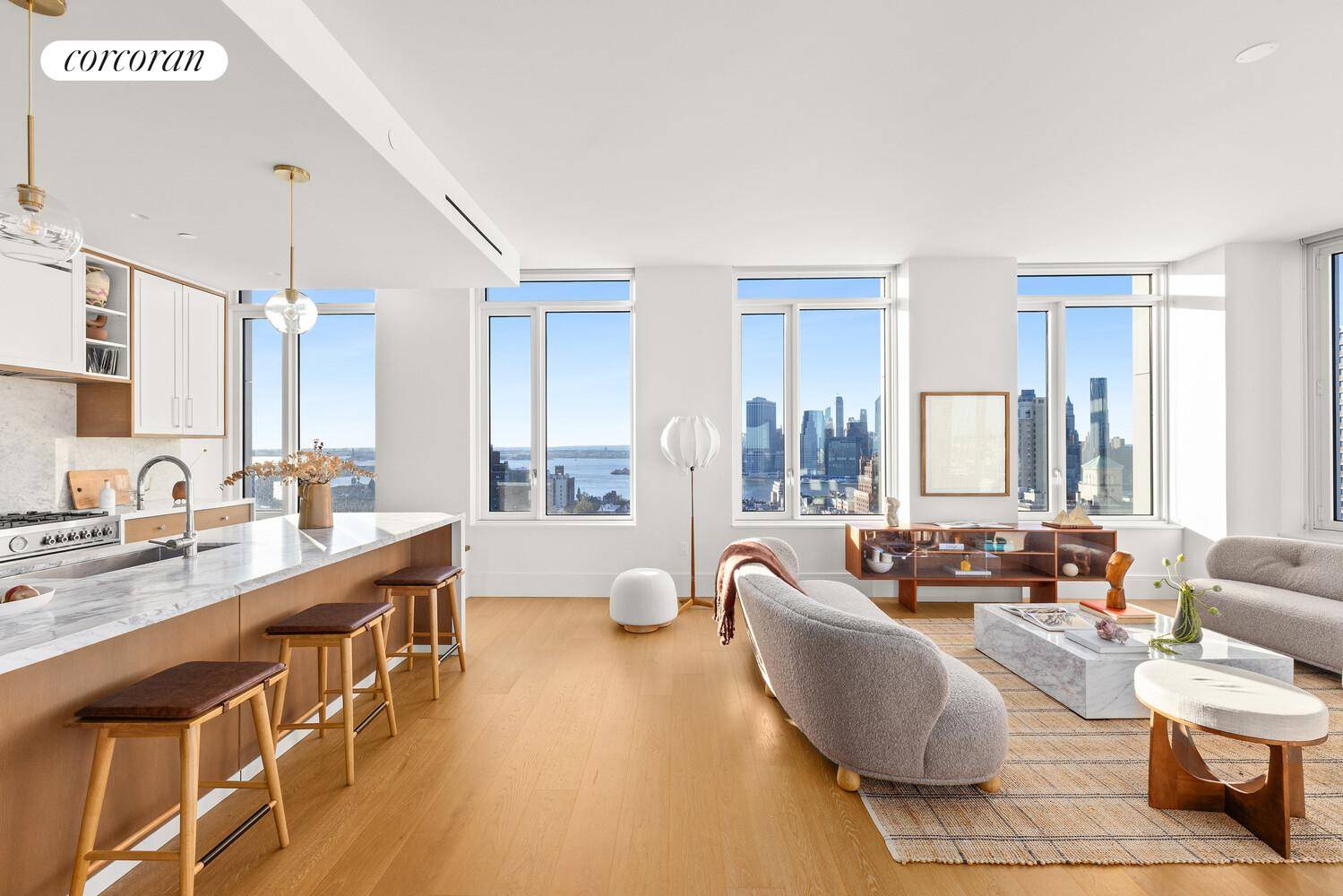 Perched high above Brooklyn Heights, Residence 19A at One Clinton offers nearly 2, 000 square feet of sophisticated design, sweeping skyline amp ; water views, and a comfortable flow perfect ...