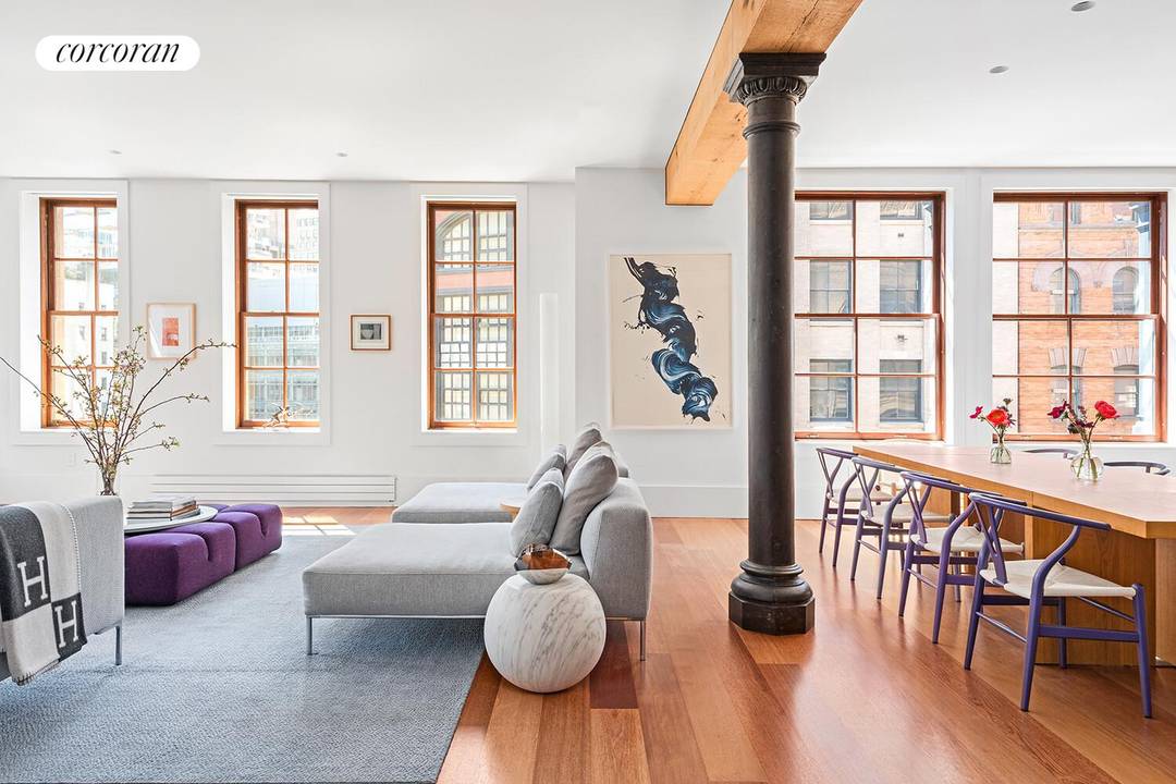 A singular offering in the heart of Tribeca, this expansive corner condo loft at 140 Franklin Street spans over 3, 000 square feet and represents a rare convergence of scale, ...