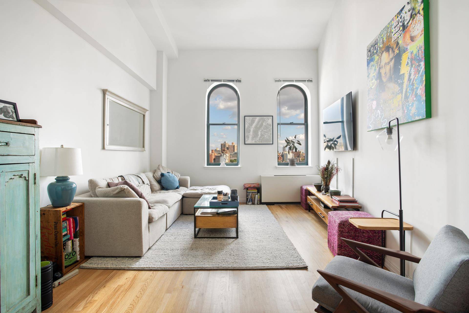 1 bed, 1 queen sized loft, room for a dedicated home office, amp ; 2 bathrooms.