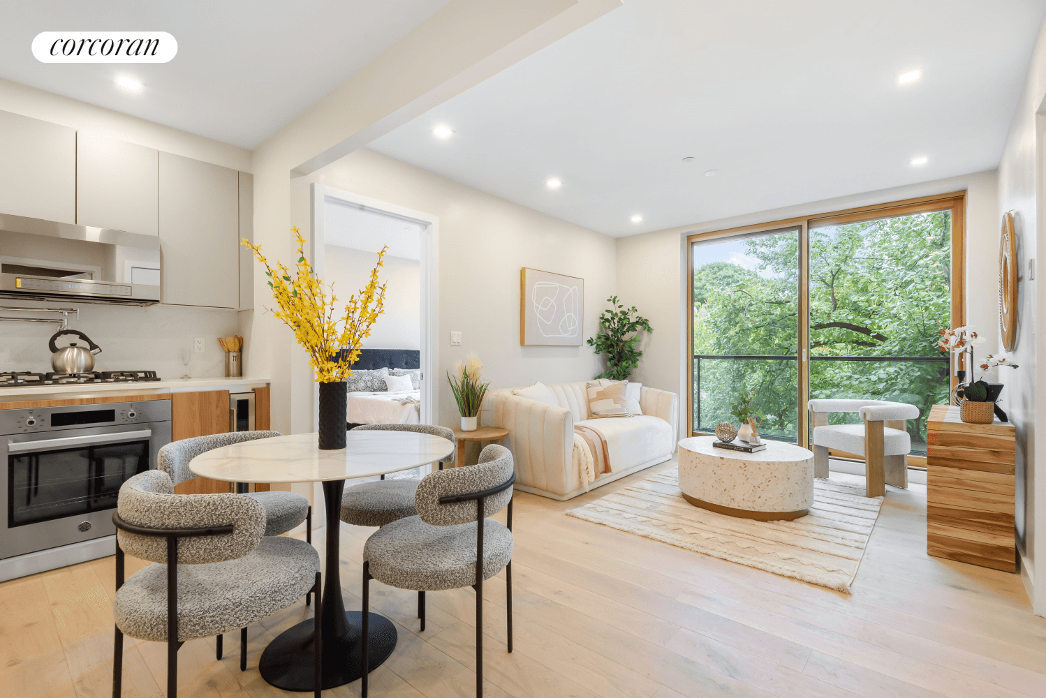 959 Madison Street 3A is an 876 square foot two bedroom, two bathroom unit in a boutique elevator condominium building.