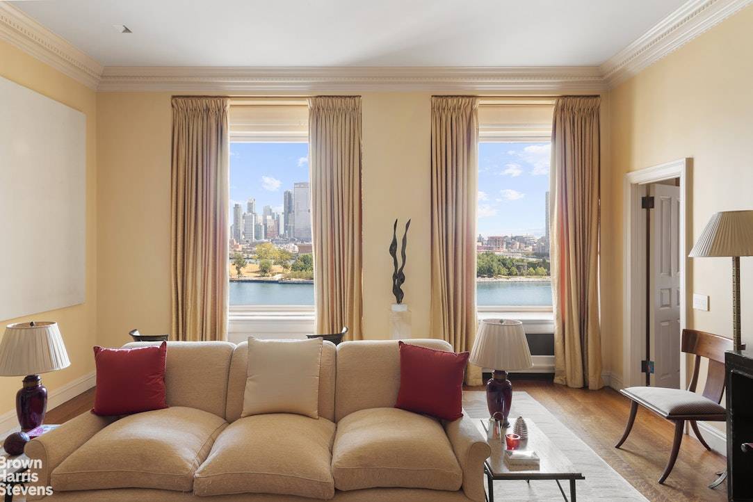 Enter into this sublime over sized classic six room apt at the magnificent River House, and immediately see spectacular river views over the East River.