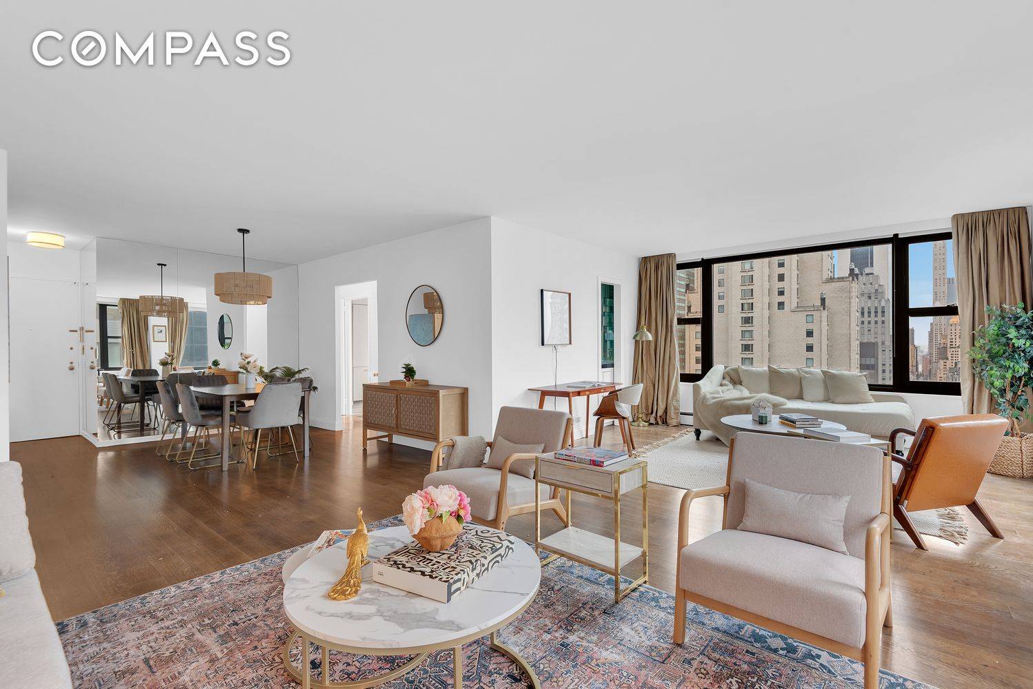 High Floor Condo.... Triple exposures, sun filled, beautifully renovated convertible 2 bedroom, 2 bathroom apartment on the 35th floor perfectly located in midtown.