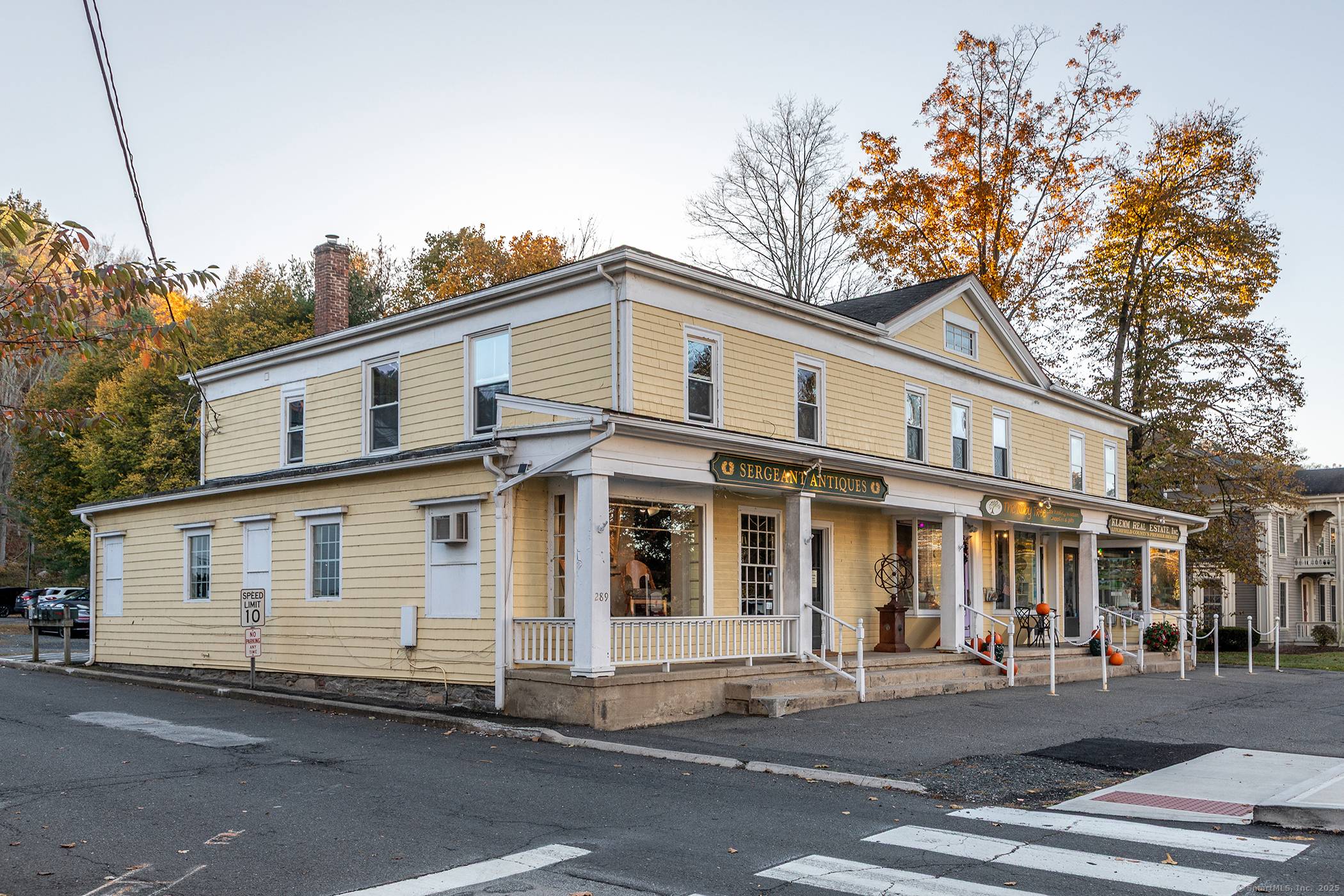 The iconic Lewis Building is in a prime location at the intersection of Rt 6 and Rt 317, next to the town office buildings and library.