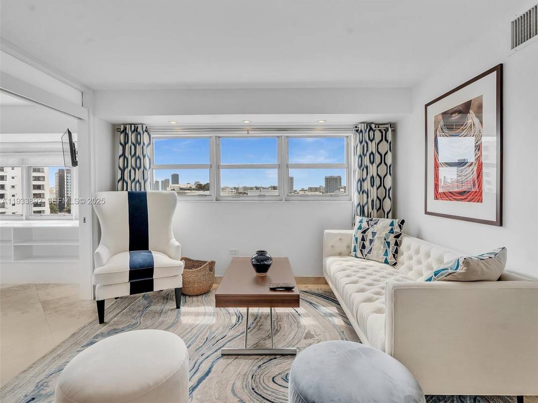 Enjoy the Miami Beach lifestyle in this modern, elegant, furnished 2 bedroom, 2 bathroom 10th floor condo in the Octagon Towers.