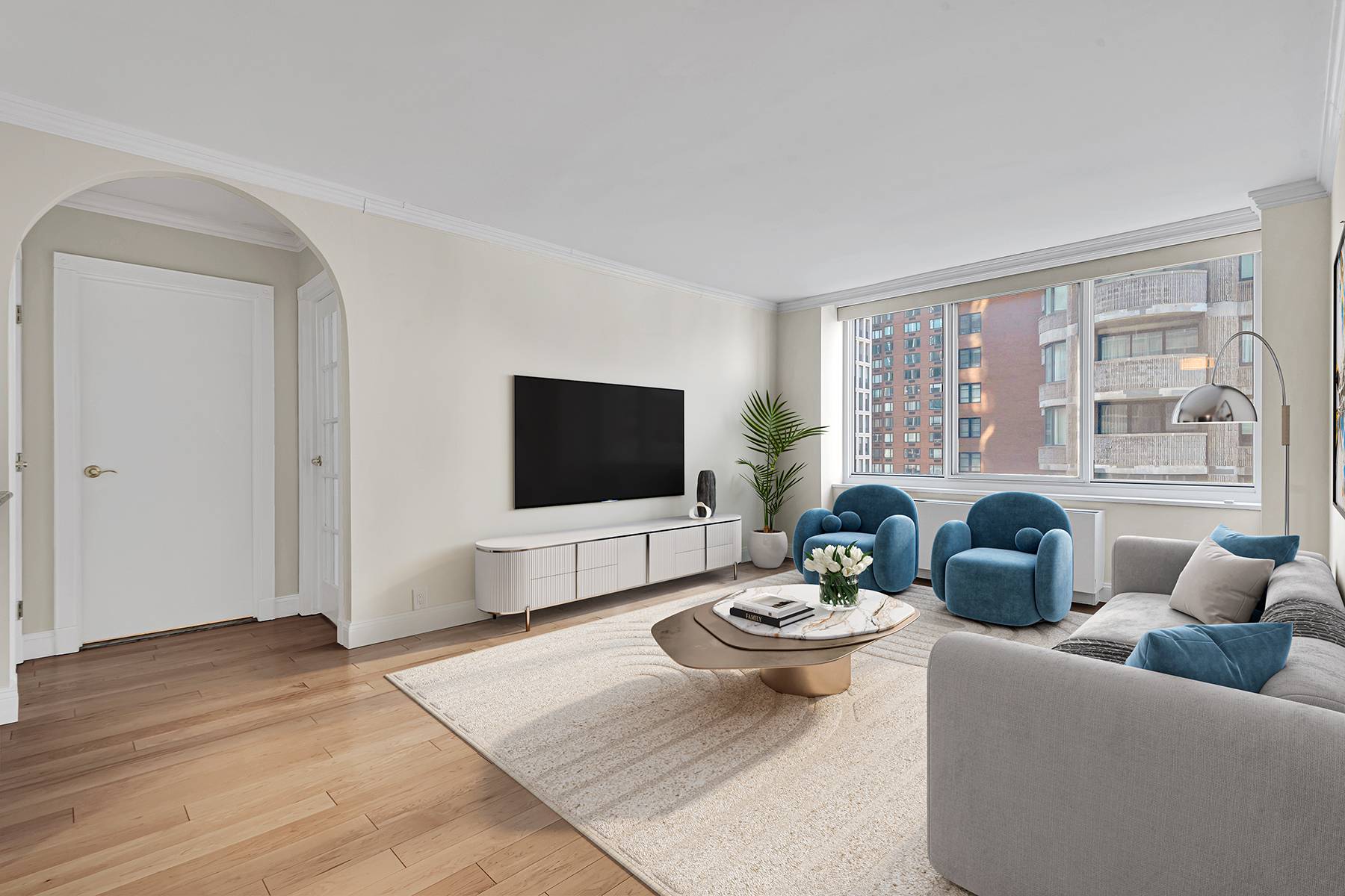 Enjoy the rare combination of both gorgeous southern light and quiet tranquility, in this beautiful and spacious split two bedroom, two bath residence.