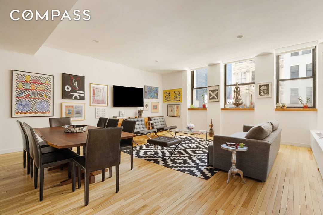 Residence 3C is a spacious 2 bedroom, 2 bathroom loft spanning approximately 1, 610 square feet in the heart of the Financial District.