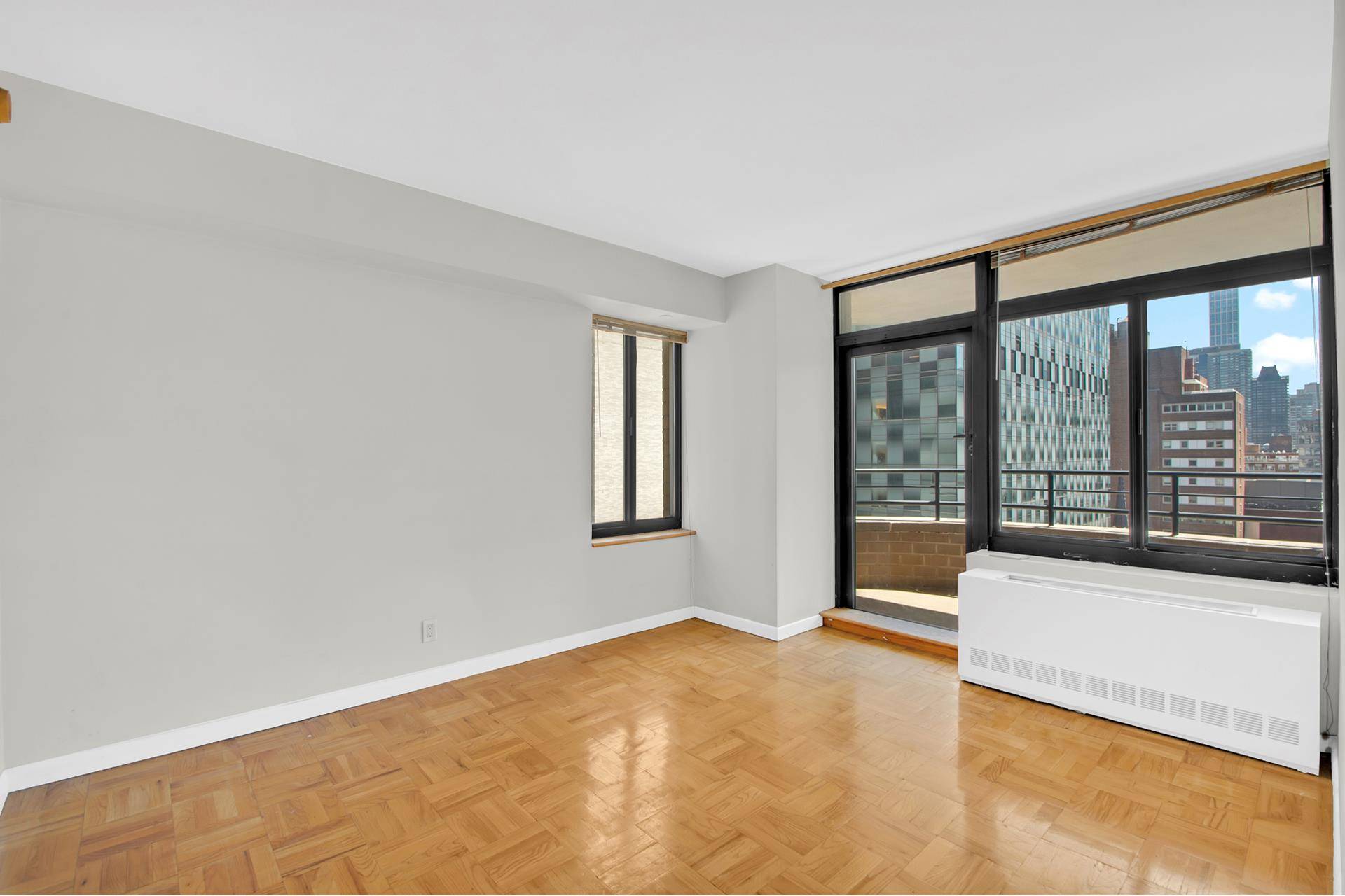 The Kingsley full service condominium Jr 1 bedroom with a large balcony south facing with great city views.