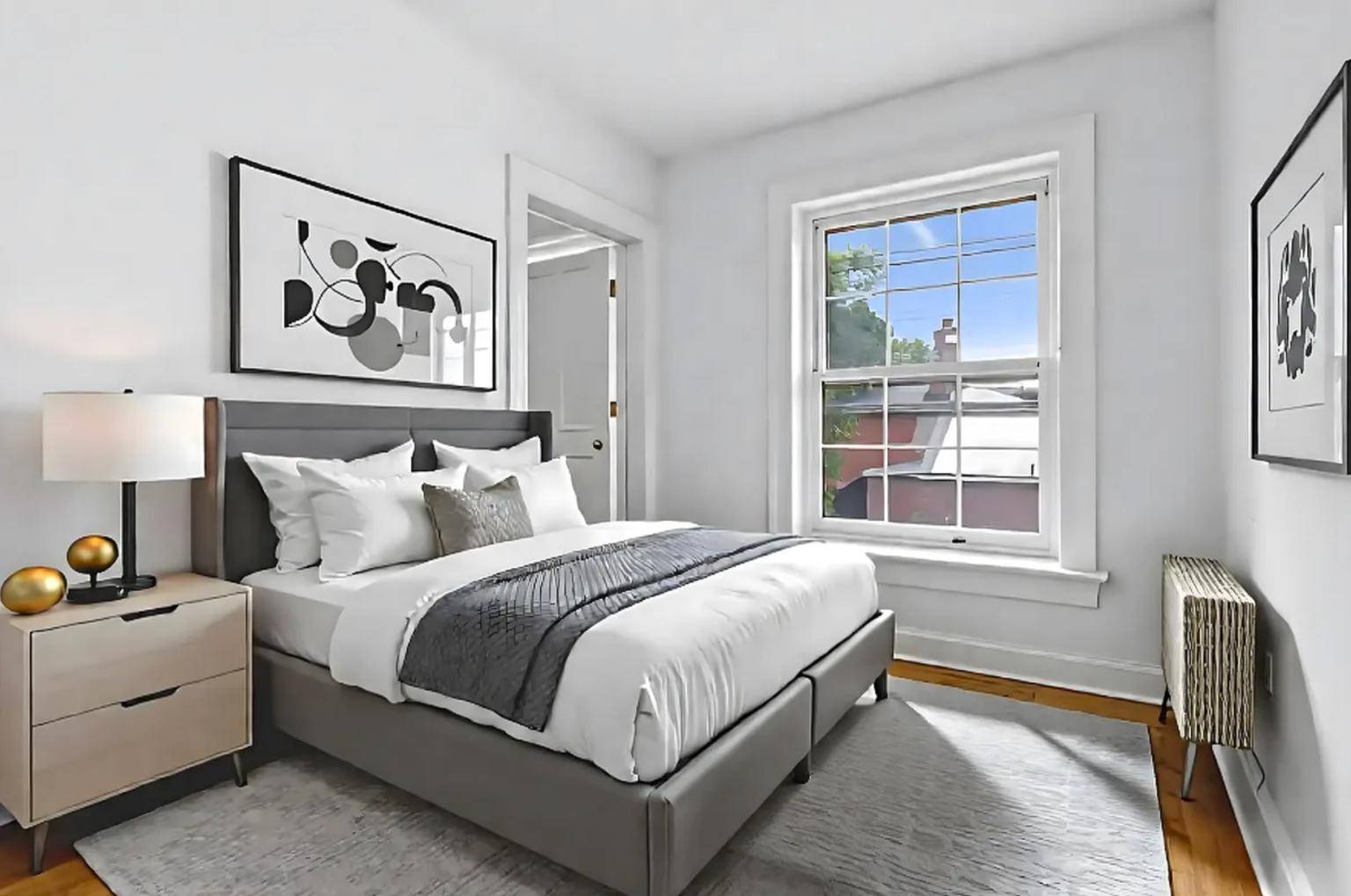 Top floor of a classic walk up townhouse, this fully renovated junior one bedroom offers pre war character, modern updates, and abundant natural light with expansive southern views.