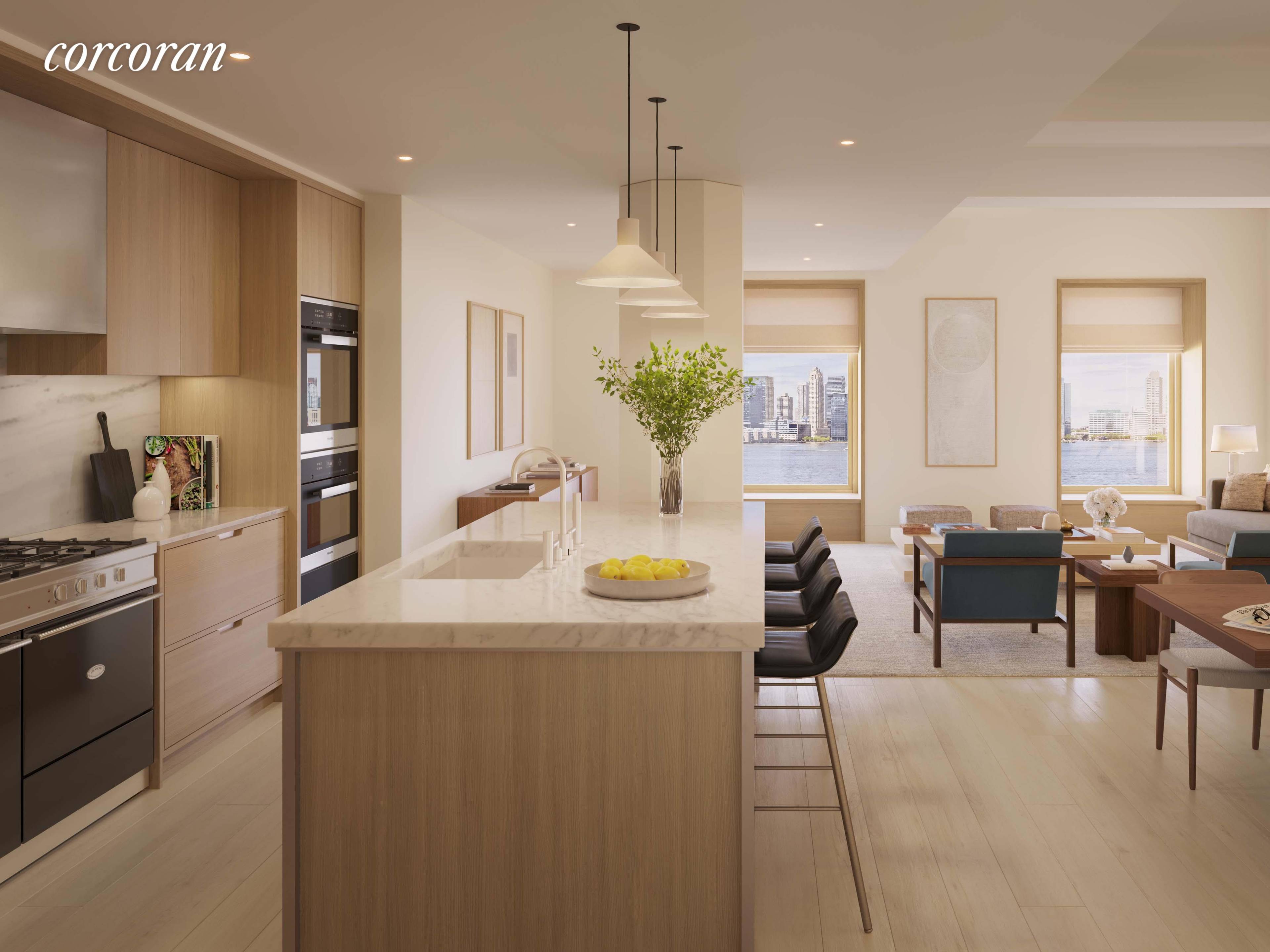 4 South at 67 Vestry is a gracious 2, 494 square foot half floor loft that features 4 oversized windows with water views, 3 bedrooms, and 3.