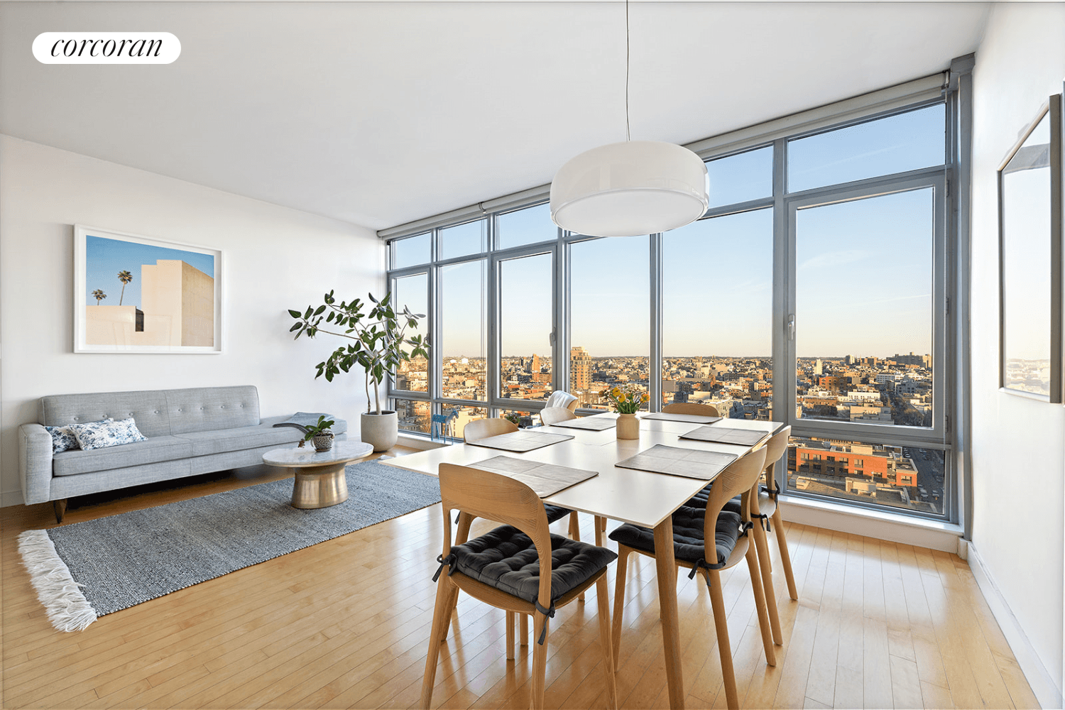 Exquisite panoramic Brooklyn views from this S E exposure, spacious and bright one bedroom waterfront home.