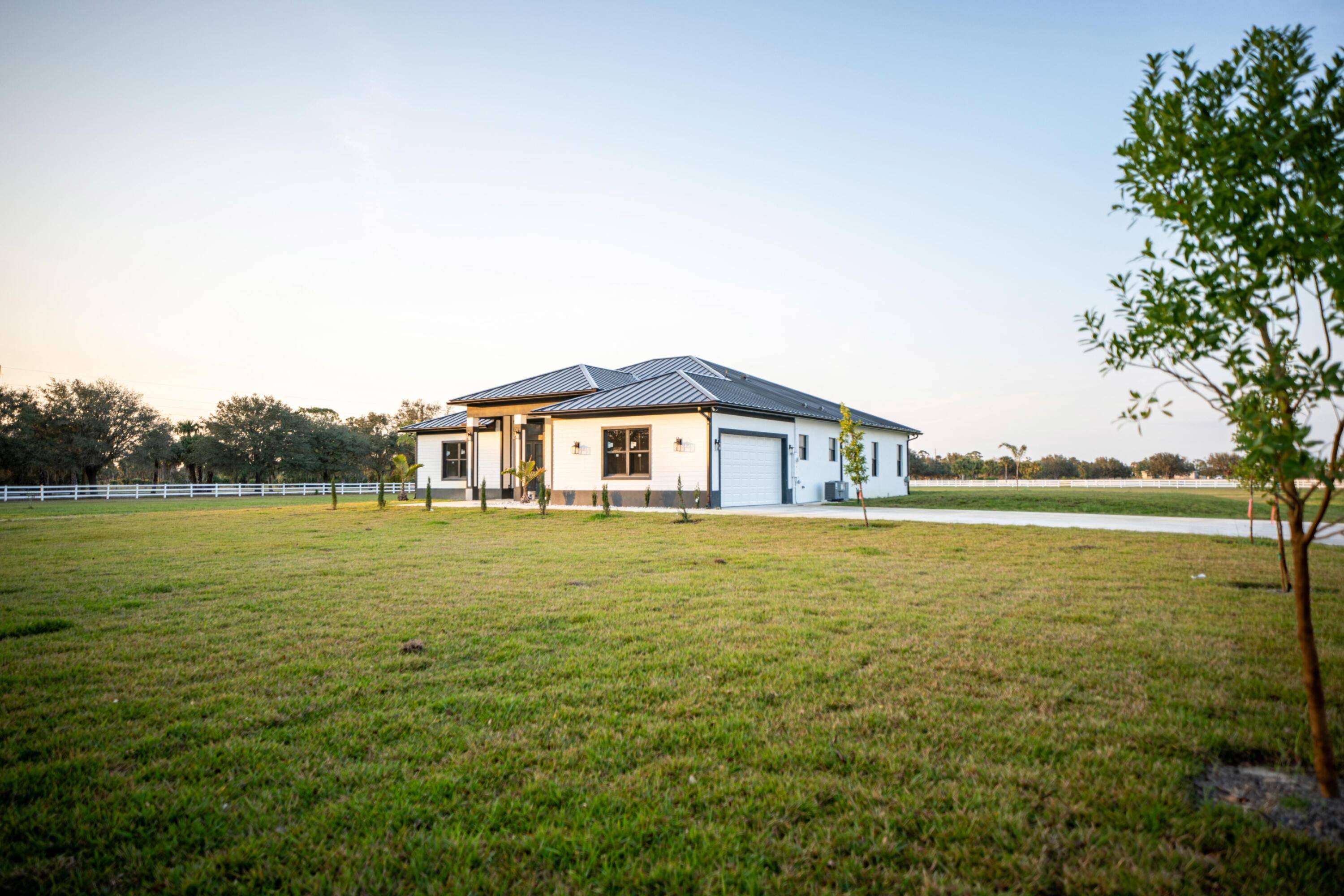 A new construction home nearing completion.