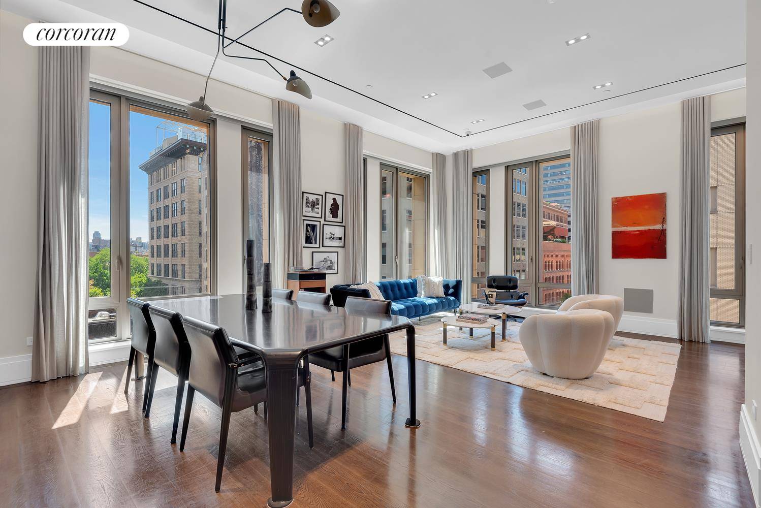 Apartment 5E at 601 Washington Street is a stunning half floor corner 4 bedroom, 3.