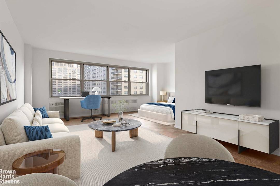 Welcome to Apartment 22F a bright, oversized alcove studio perched on the 22nd floor of 165 West End Avenue within the coveted Lincoln Towers complex.