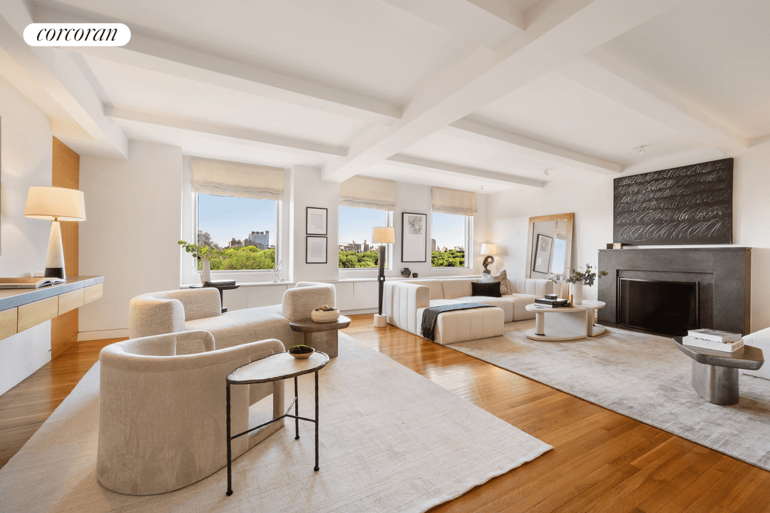 Beautifully perched on Fifth Avenue with direct open views of Central Park and the Reservoir from six of the thirteen rooms, this elegant corner five bedroom duplex home is unique ...