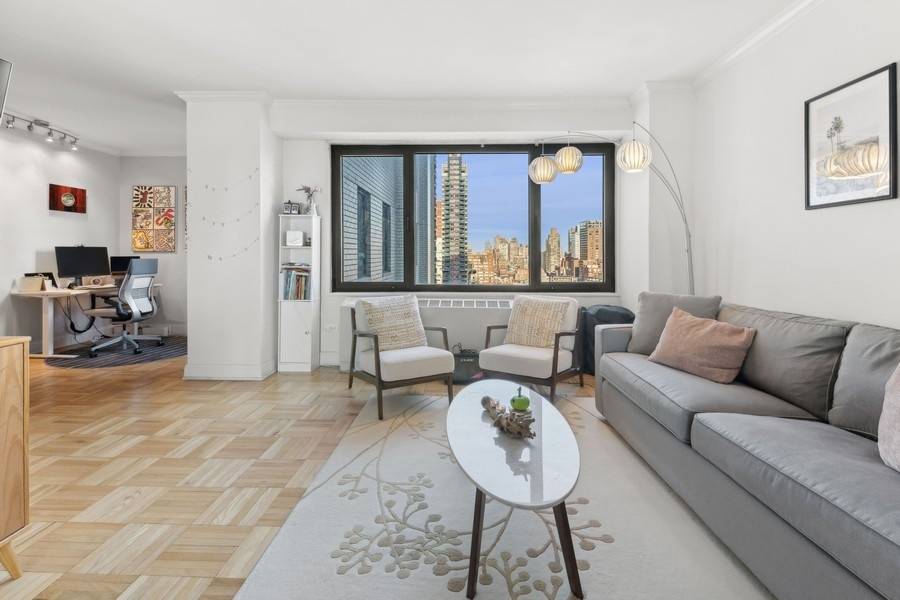 Welcome to this LARGE junior one bedroom in the sky with a unique and thoughtful layout that has light all day !