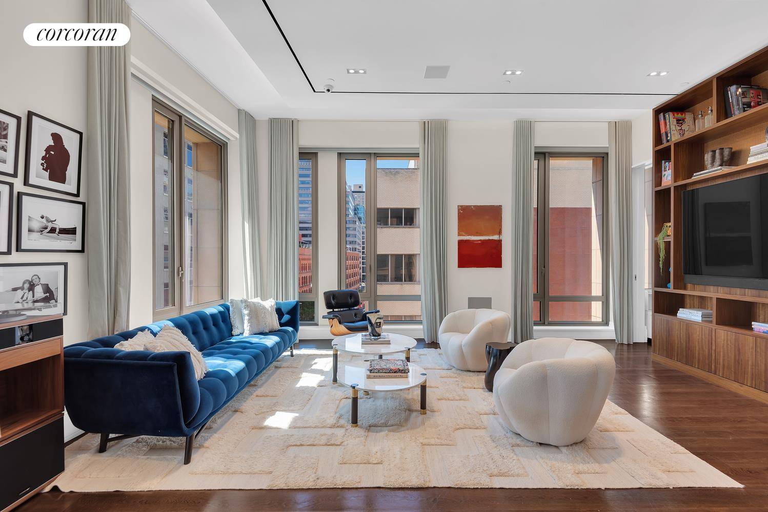 Apartment 5E at 601 Washington Street is a stunning half floor corner 4 bedroom, 3.