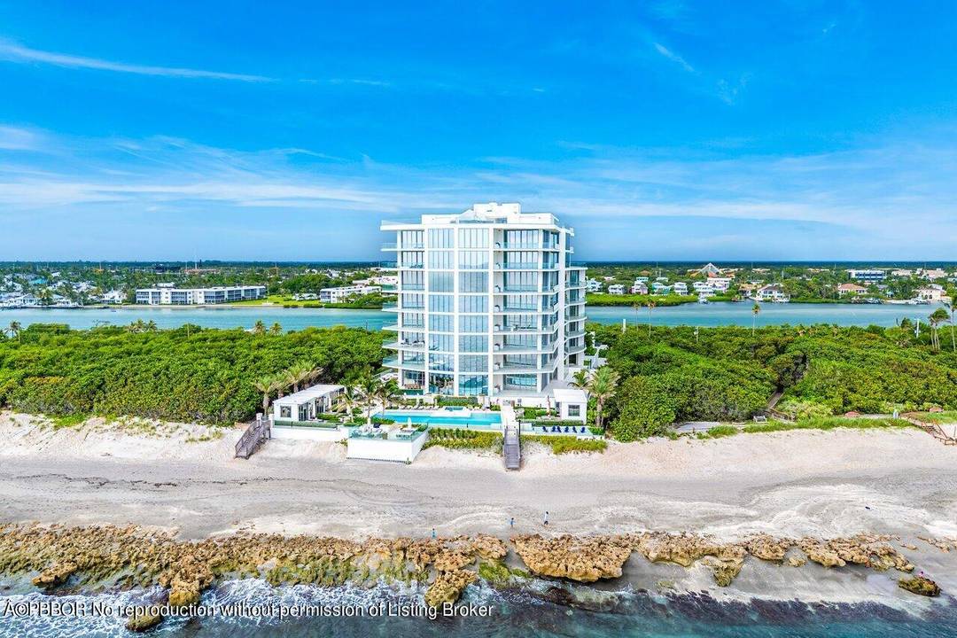 Now offered at an exceptional value, this brand new oceanfront residence at Seaglass, Jupiter Island, offers direct ocean and Intracoastal views with a private day dock.