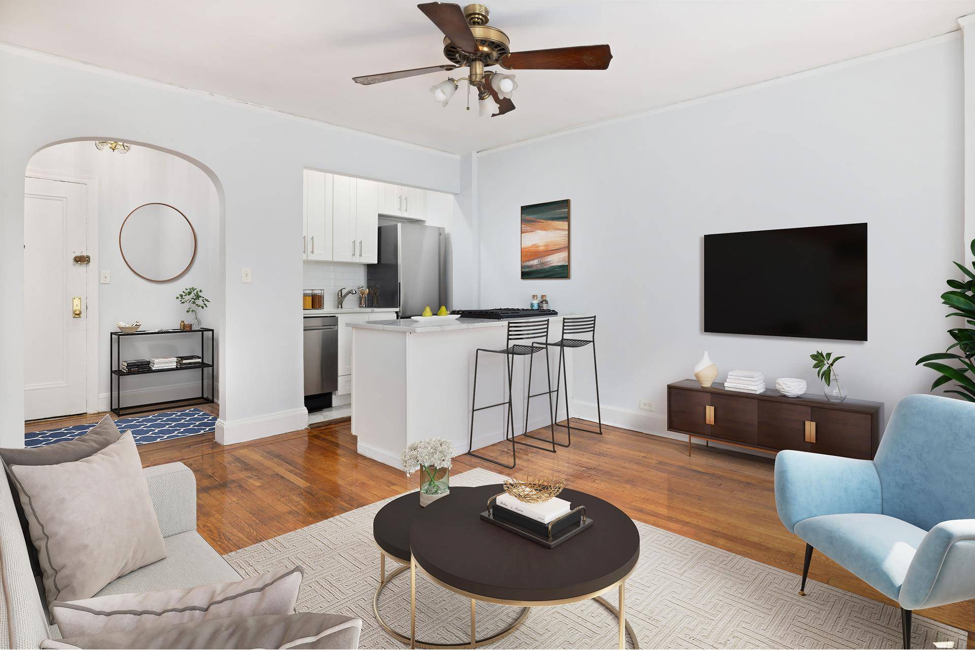 Corner One bedroom, two short flights up in a small intimate coop with condo rules, low maintenance 1, 201 INVESTOR FRIENDLY, UNLIMITED SUBLETTING with board approval.