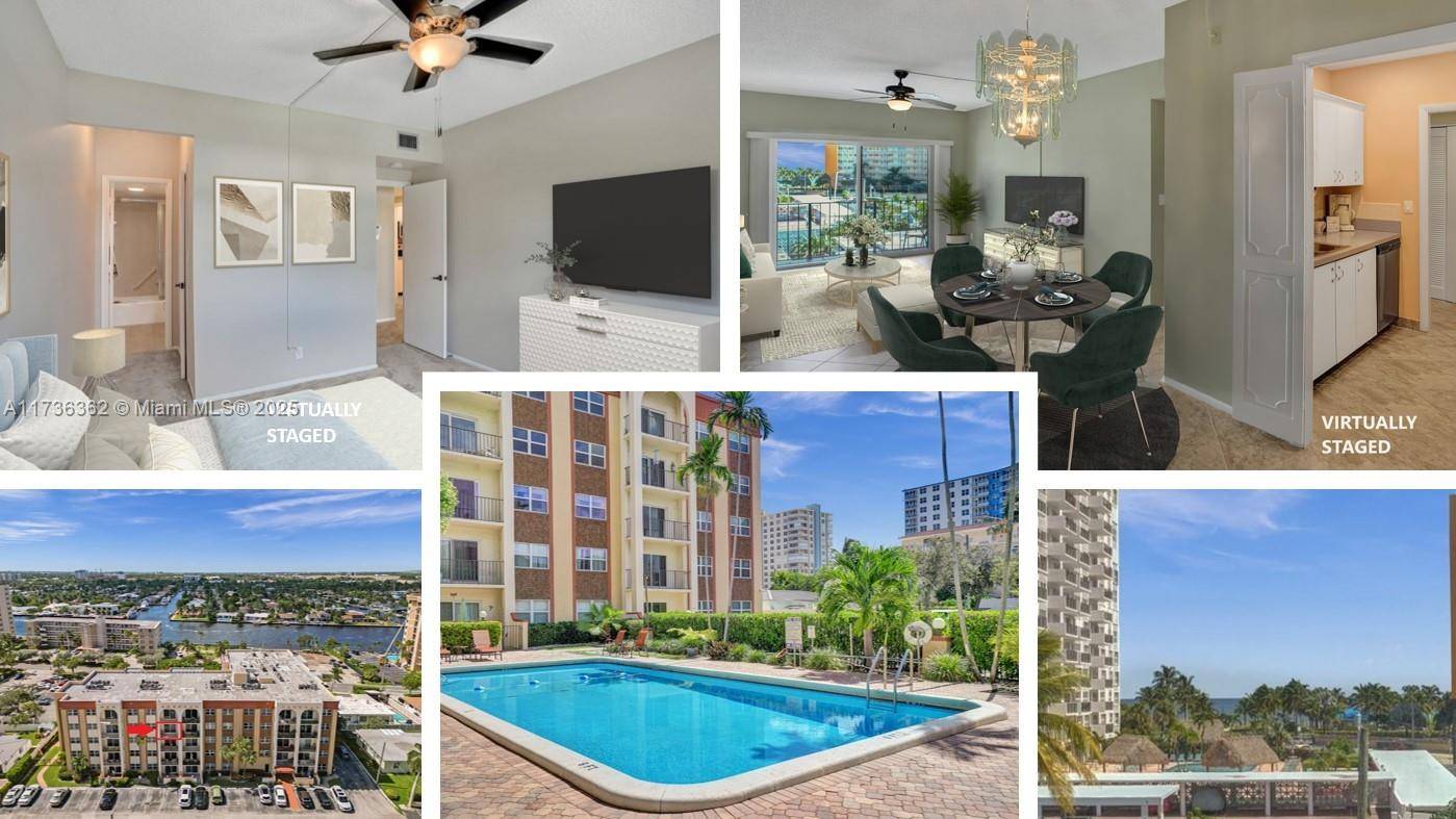 Nestled in heart of Pompano Beach, 2BD 2BA condo on 4th floor of 5 story building offers coastal lifestyle with slice of ocean views.