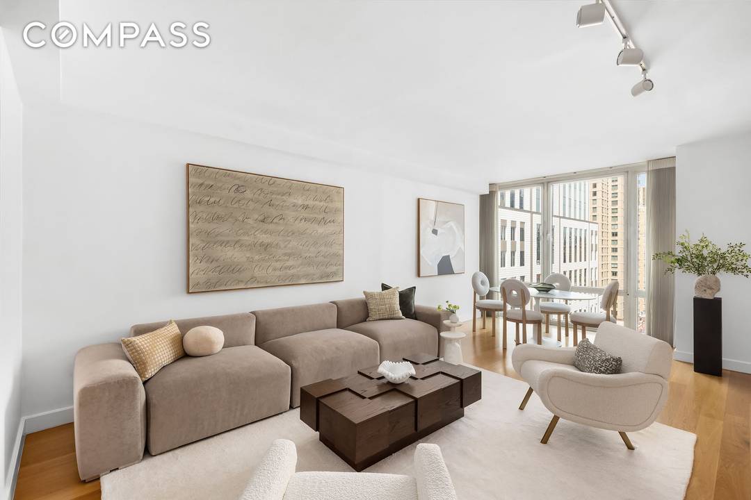 Light filled and generously proportioned, this three bedroom, three bath residence at the The Arcadia offers a well balanced layout and open northern exposures.