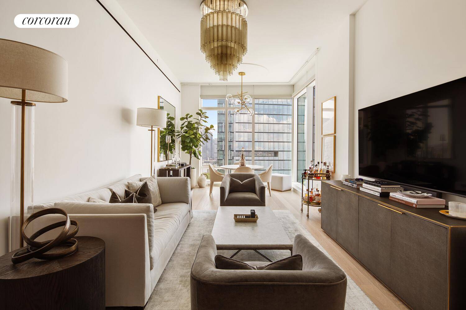 Residence 30J at Two Waterline Square Experience sweeping southern views and striking western Hudson River vistas from this spectacular corner two bedroom, two bathroom residence the highest J line in ...