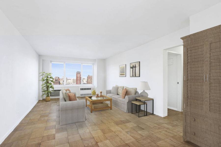 Spectacular City and Central Park views from hi floor renovated 1 bedroom in full service condominium.
