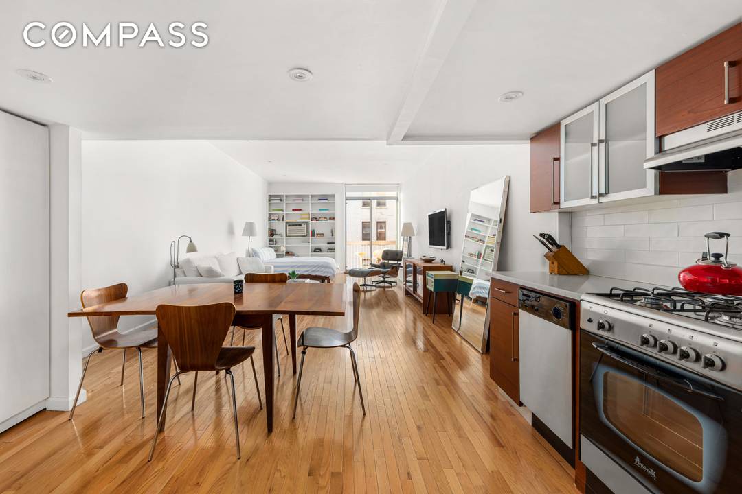 Spacious, bright, loft like CONDO studio unit complete with great closets and ample room for a separate dining area, separate living space and sleep area.