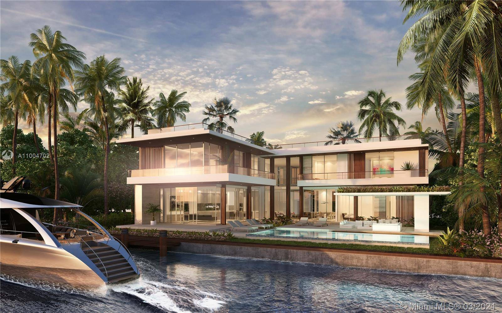 Stunning new construction modern waterfront home situated on oversized 15, 000 SQ FT with over 100 feet of waterfront.