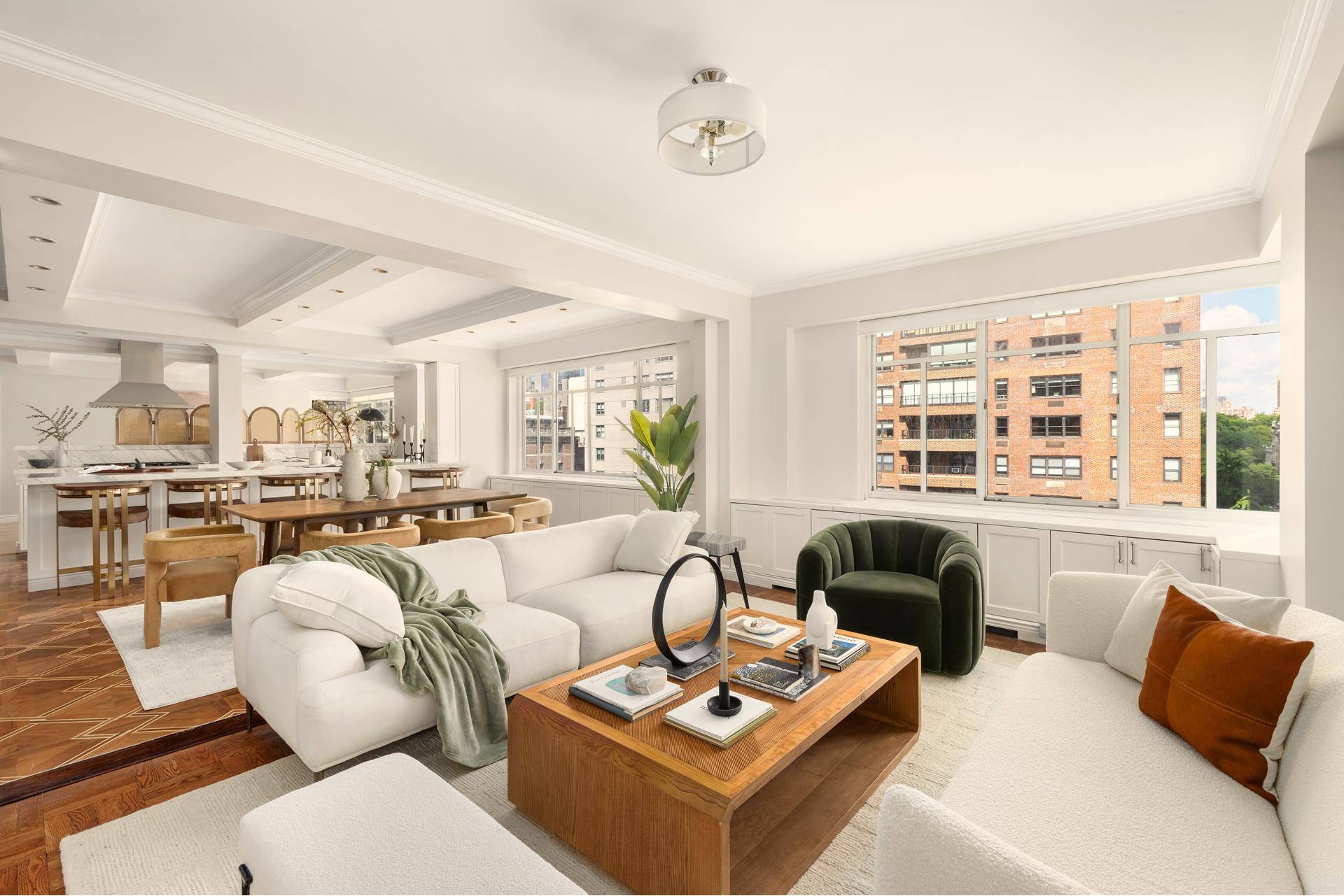 Towering above the corner of 70th Street, Residence 7AB is a singularly rare offering boasting an uninterrupted 58 foot linear frontage on Park Avenue, massive volumes throughout, and a level ...