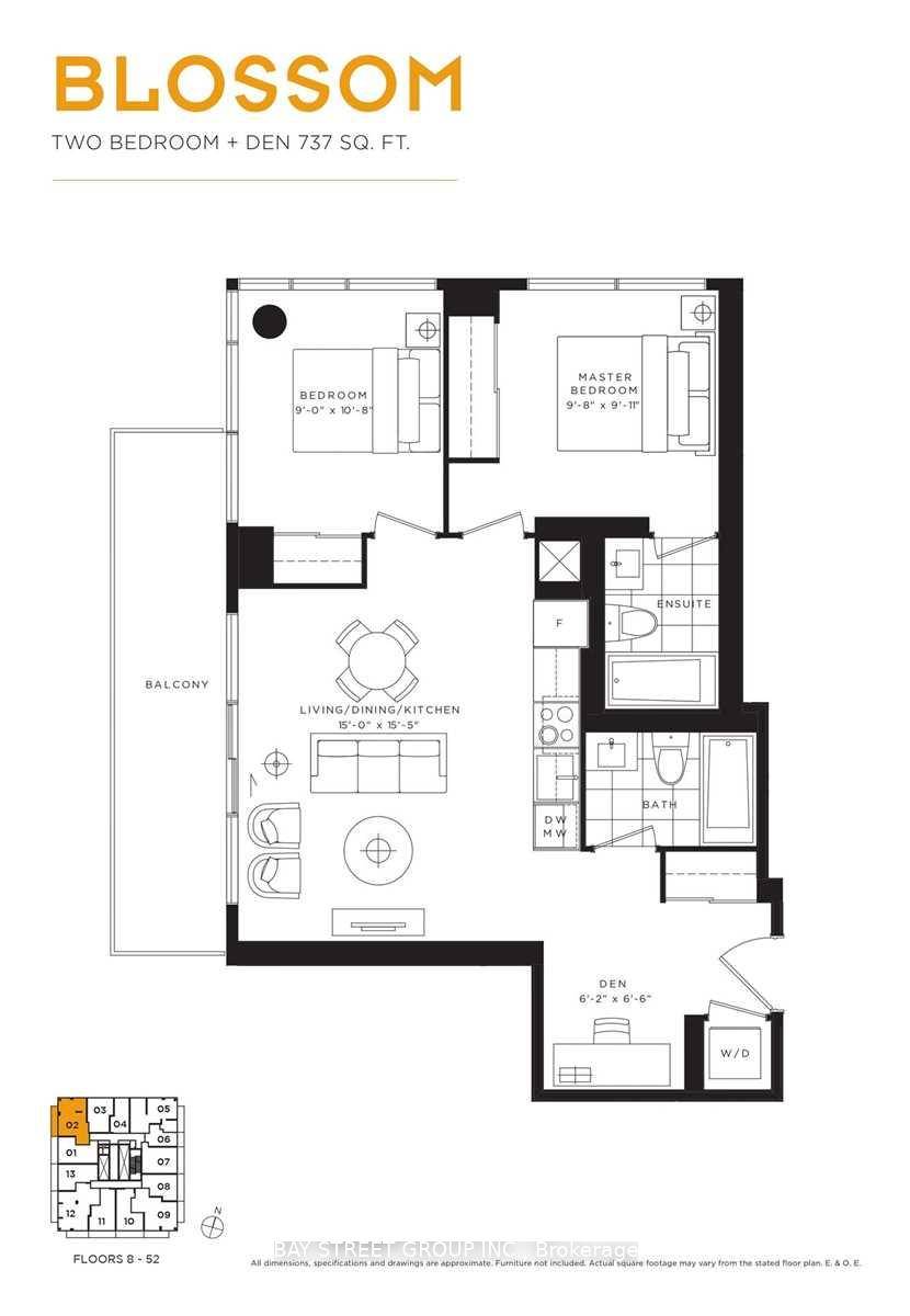 luxury teahouse condo, two bedroom den functional layout.