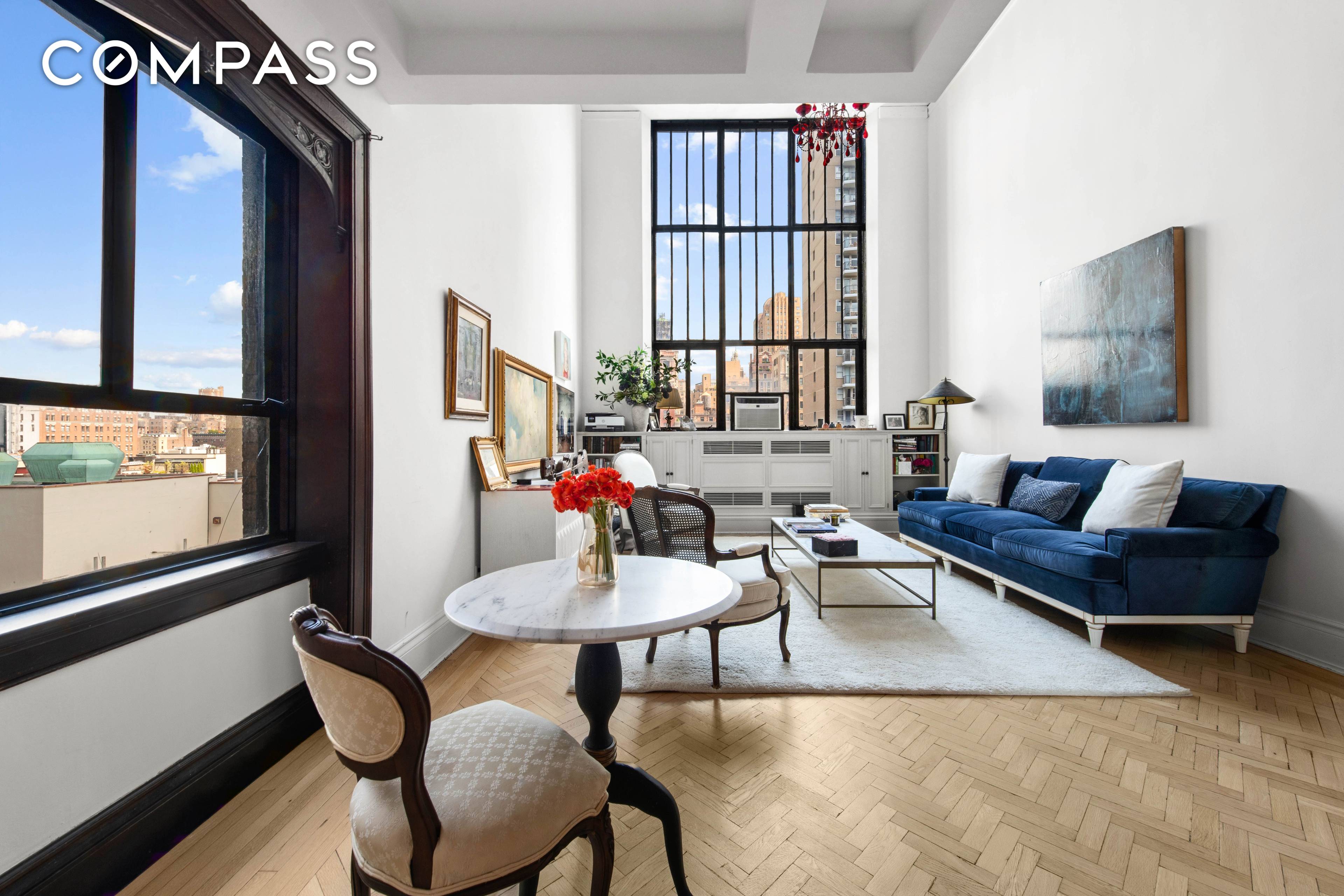 A truly rare two story Parisian style atelier resplendent with original details is located in the iconic Hotel des Artistes.