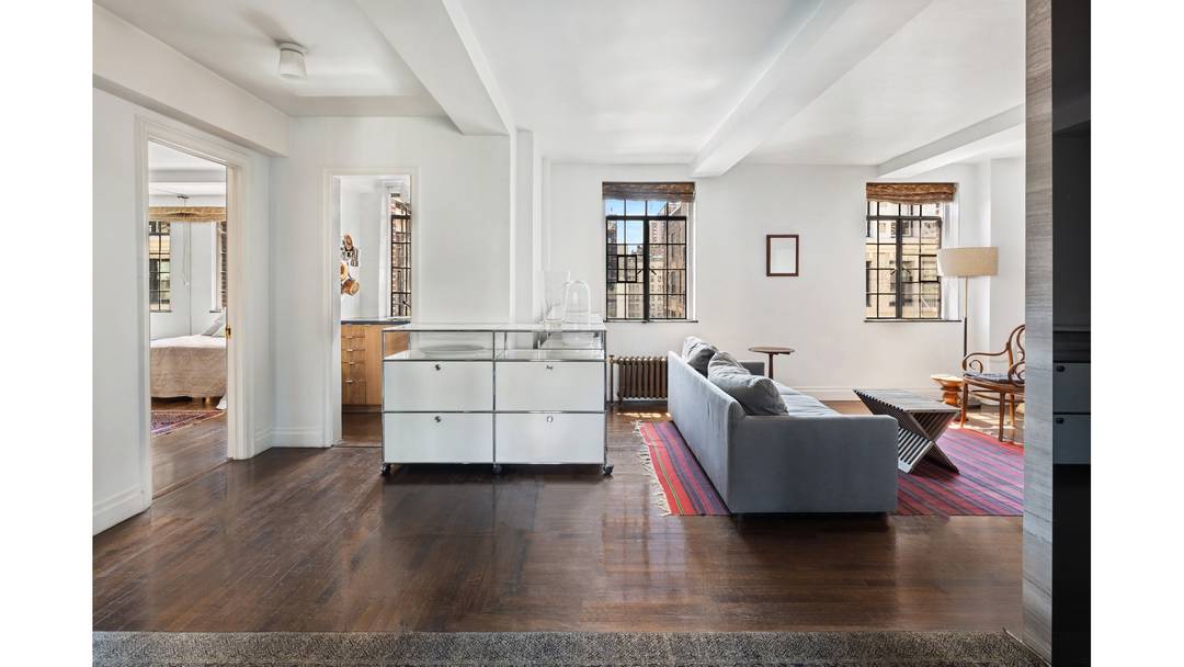 ONE OF A KIND ! Sophisticated, sun filled and serene 2 Bedroom 2Bath prewar apartment features a superb modernist open plan with exceptional flow and usage options, LR w wood ...