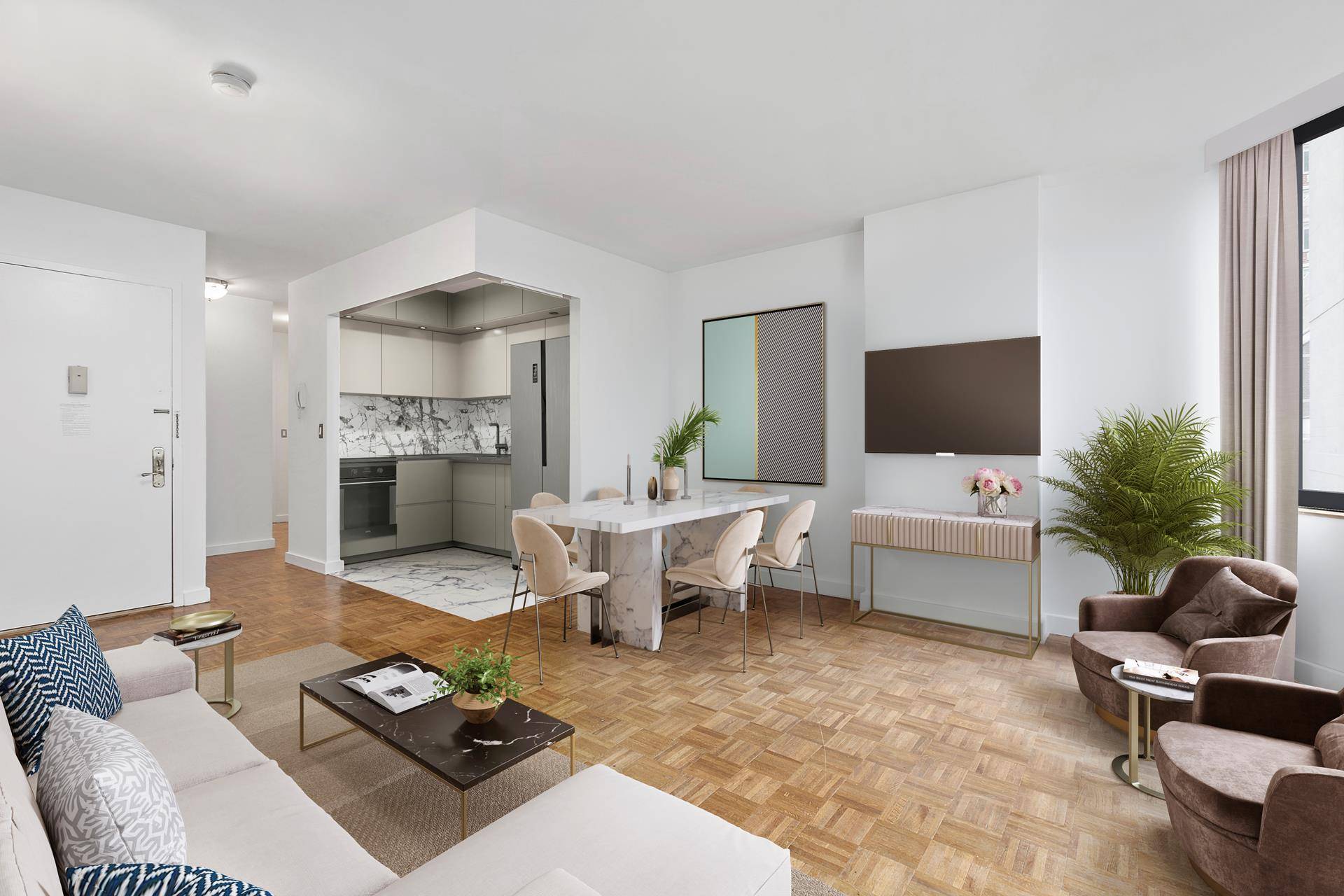 Large one bedroom condominium with twenty four doorman in the heart of the Upper West Side.