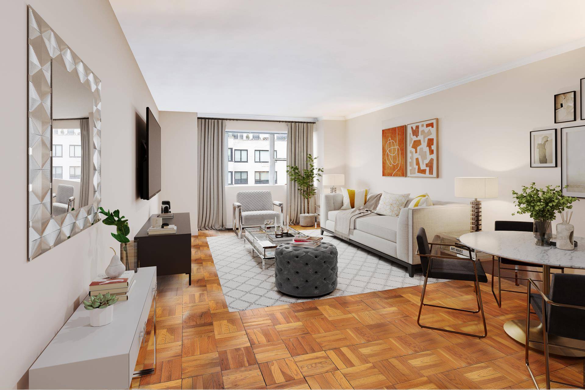 DON'T MISS OUT on this spacious, light filled, western facing one bedroom home with spectacular skyline views in the coveted UES co op at 201 E 66th St.