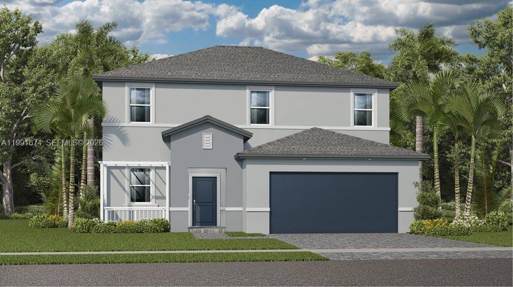 Upon entry of this spacious two story home with impact resistant windows is a living room ideal for entertaining guests, followed by the kitchen, family room and dining room arranged ...