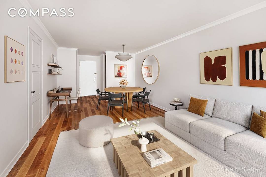 Apartment 8E at The Plymouth House welcomes you with a large, light filled great room framed by a full wall of open northern exposures.