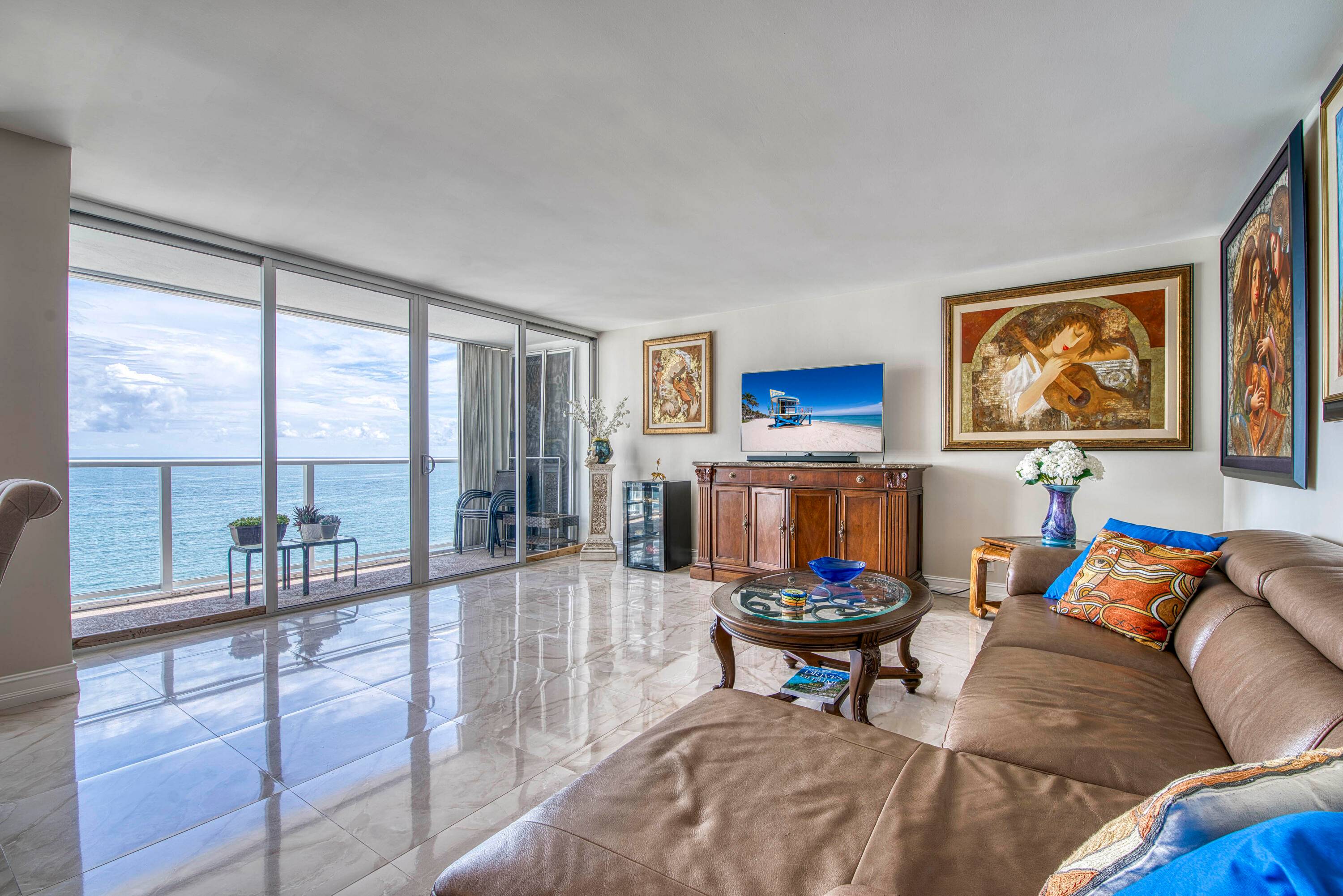 Rarely available 15C line, the most desirable line in Plaza East, showcasing unobstructed direct ocean views and breathtaking Intracoastal and city views from the primary and guest suites.